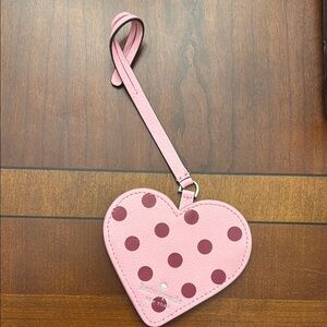 Kate Spade Pink Heart Polka Dot bird Bag Charm